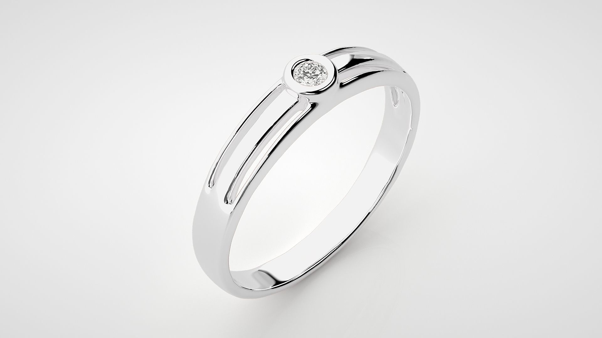 Single diamond Women solitaire ring 3dm stl render detail 3D print model_6