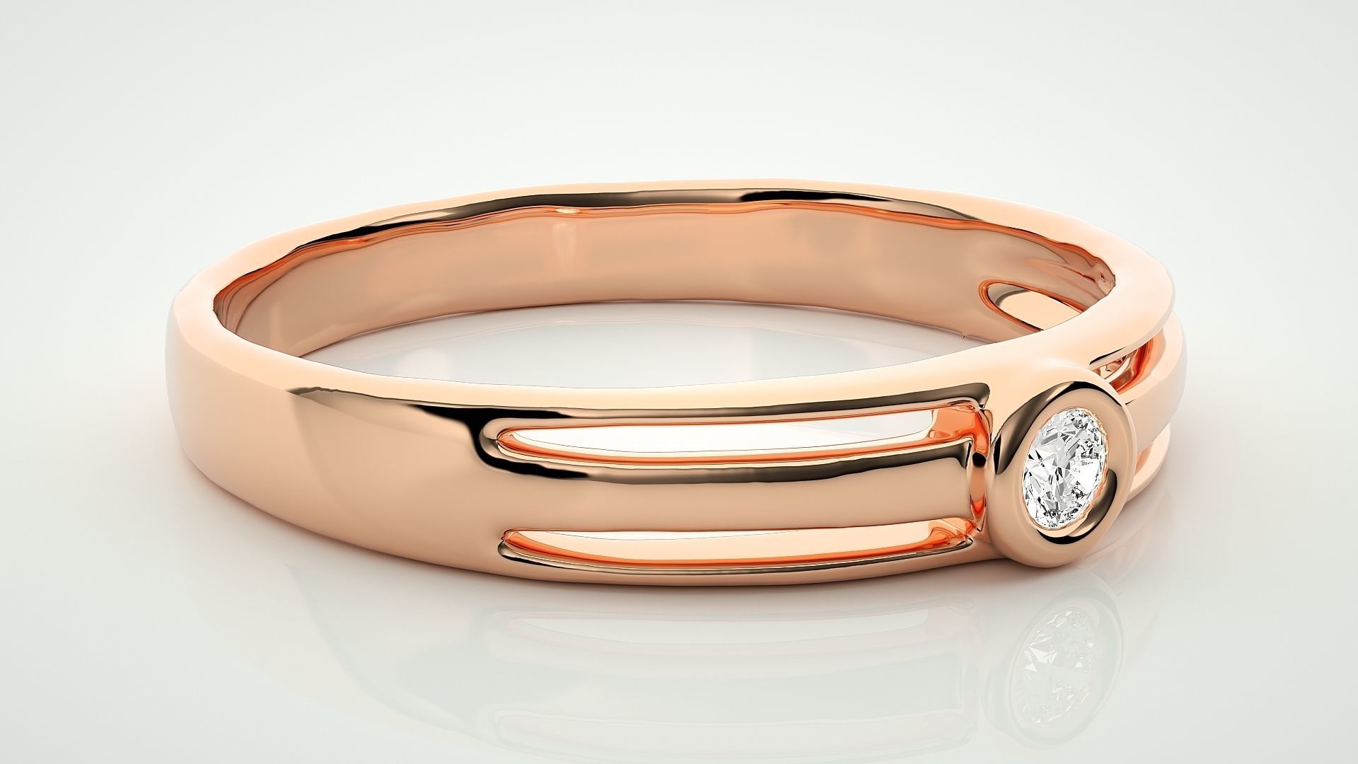 Single diamond Women solitaire ring 3dm stl render detail 3D print model_1