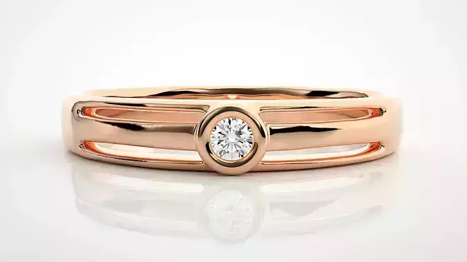 Single diamond Women solitaire ring 3dm stl render detail