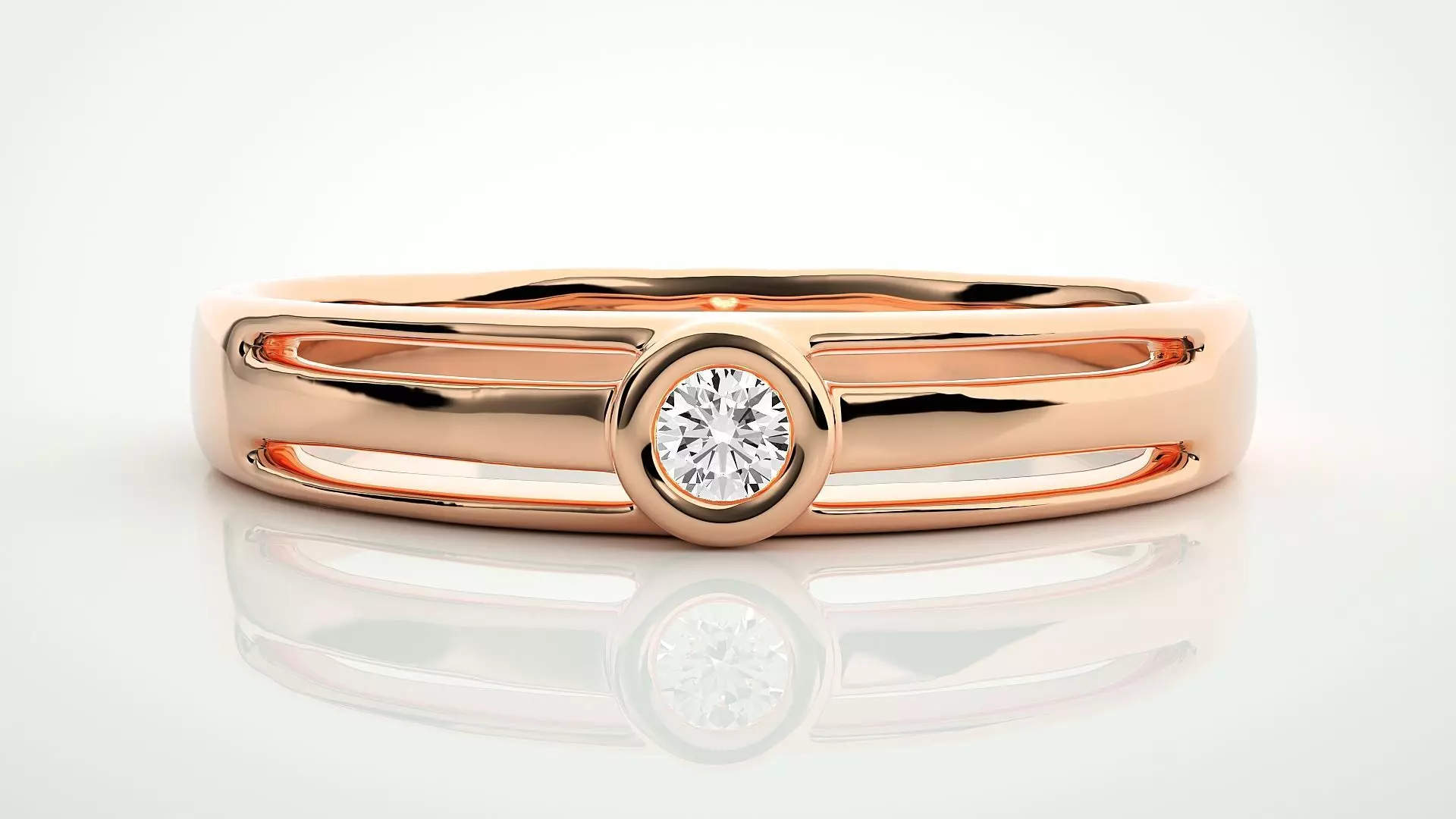 Single diamond Women solitaire ring 3dm stl render detail 3D print model_0