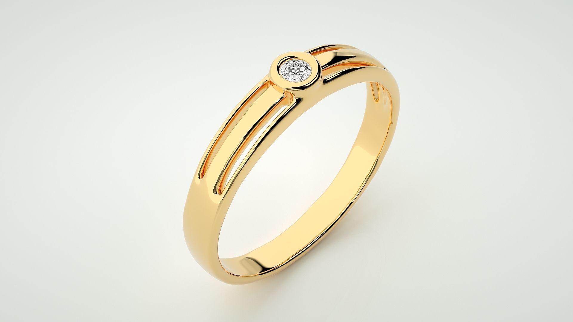 Single diamond Women solitaire ring 3dm stl render detail 3D print model_9