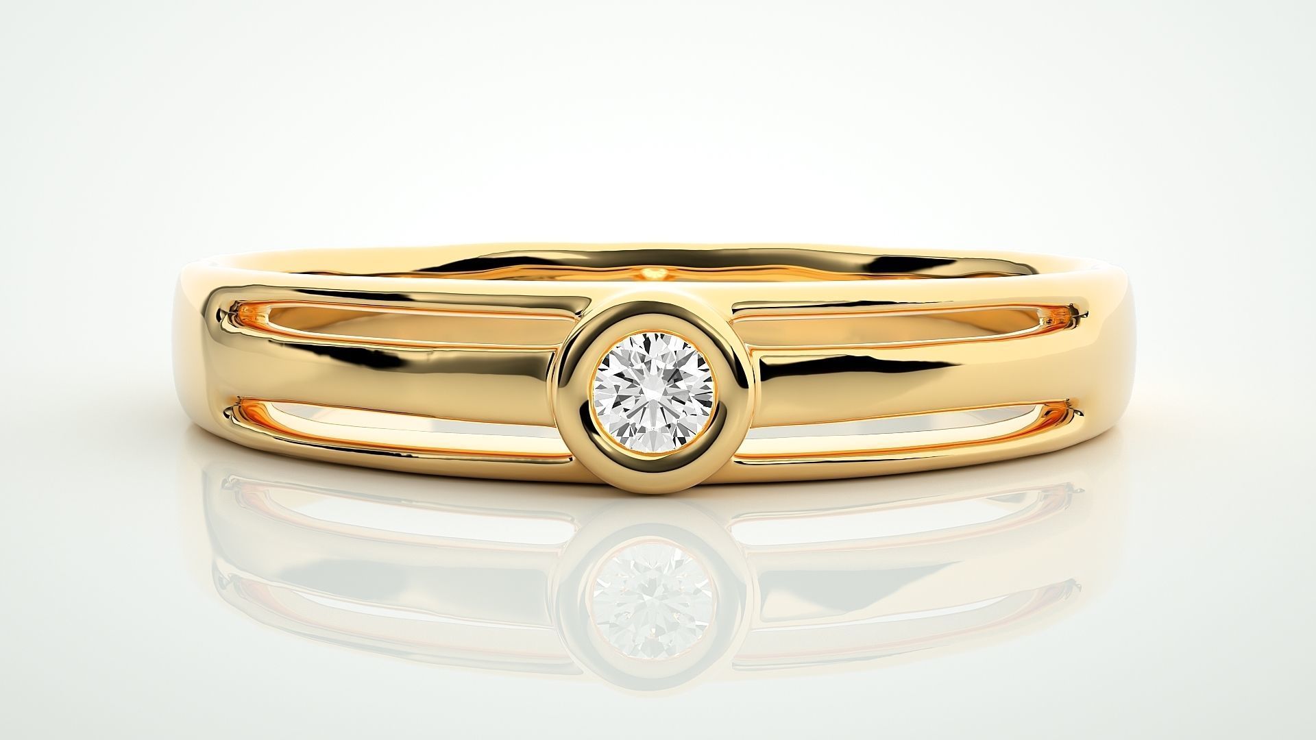 Single diamond Women solitaire ring 3dm stl render detail 3D print model_7