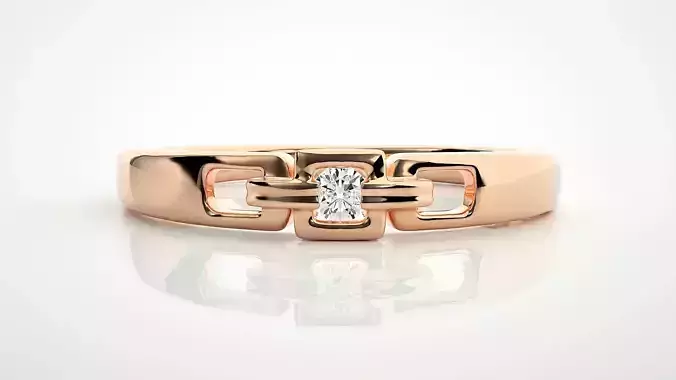 Single diamond Women solitaire ring 3dm stl render detail