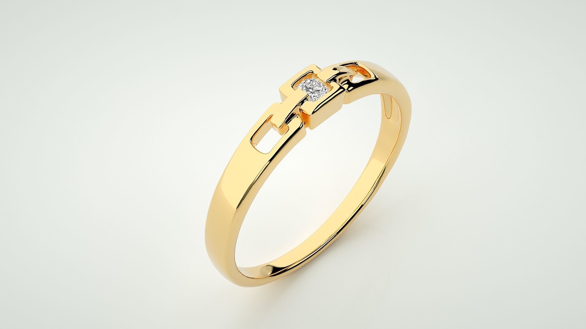 Single diamond Chain Link Women solitaire ring 3dm stl render 3D print model_9