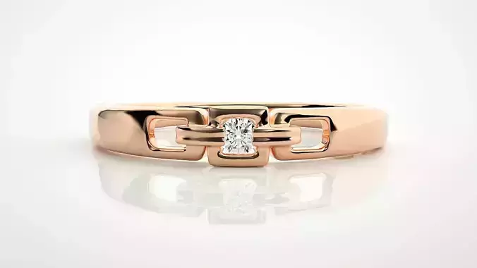 Single diamond Chain Link Women solitaire ring 3dm stl render 3D print model Single diamond Chain Link Women solitaire ring 3dm stl render 3D print model