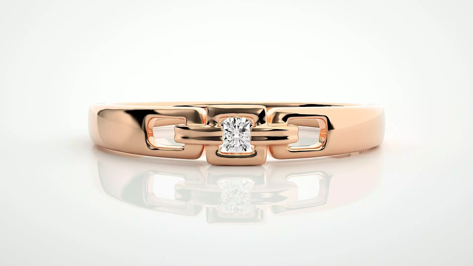 Single diamond Chain Link Women solitaire ring 3dm stl render 3D print model_0