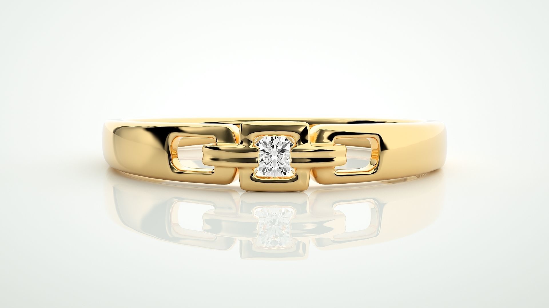 Single diamond Chain Link Women solitaire ring 3dm stl render 3D print model_7