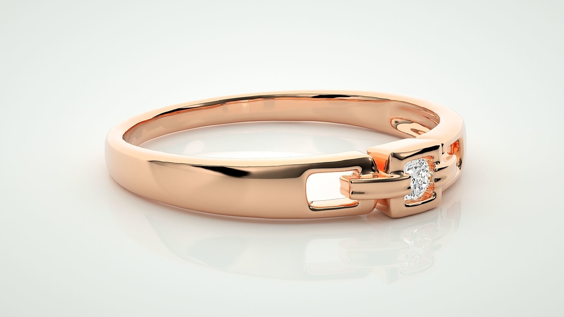 Single diamond Chain Link Women solitaire ring 3dm stl render 3D print model_1