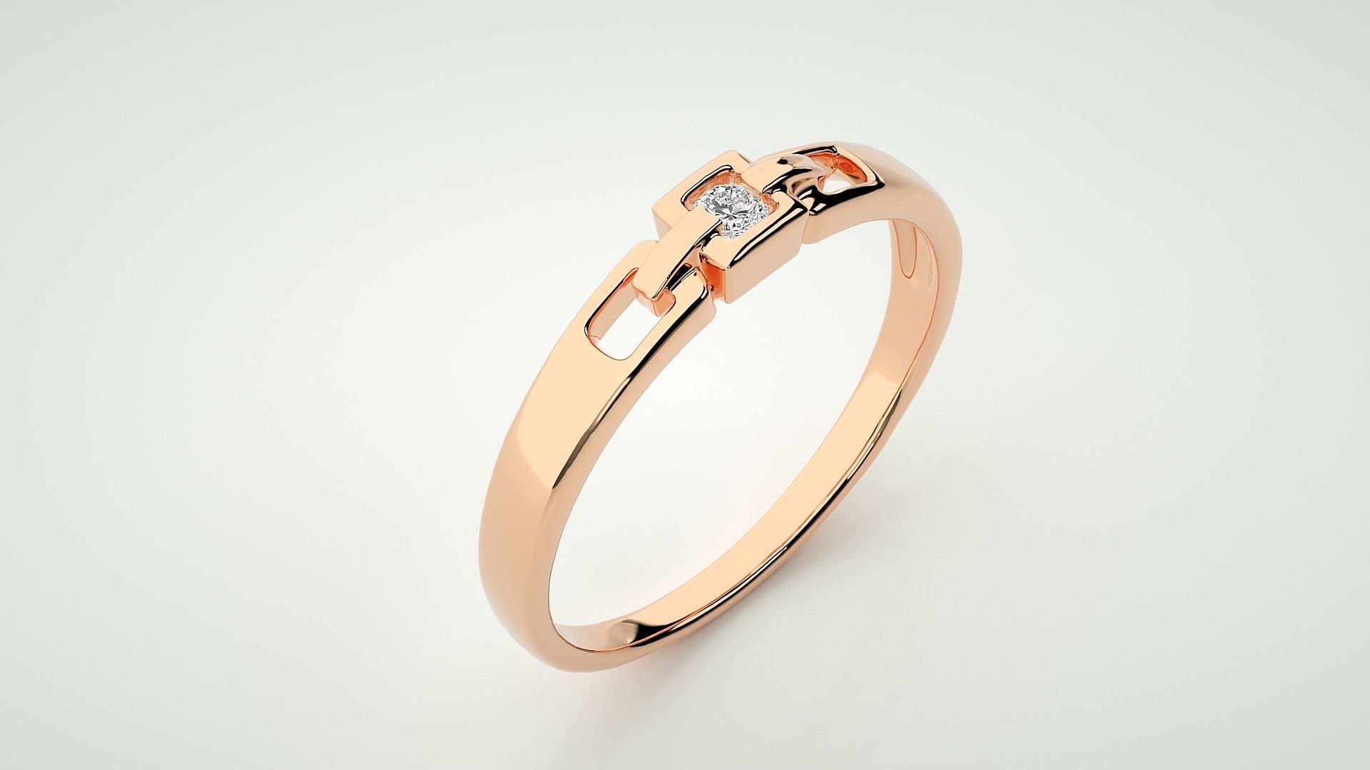 Single diamond Chain Link Women solitaire ring 3dm stl render 3D print model_2