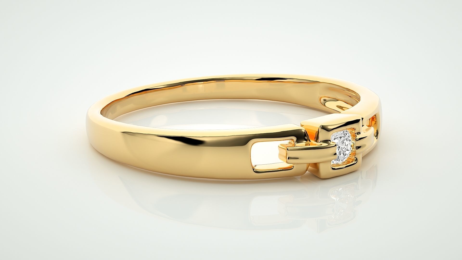 Single diamond Chain Link Women solitaire ring 3dm stl render 3D print model_8