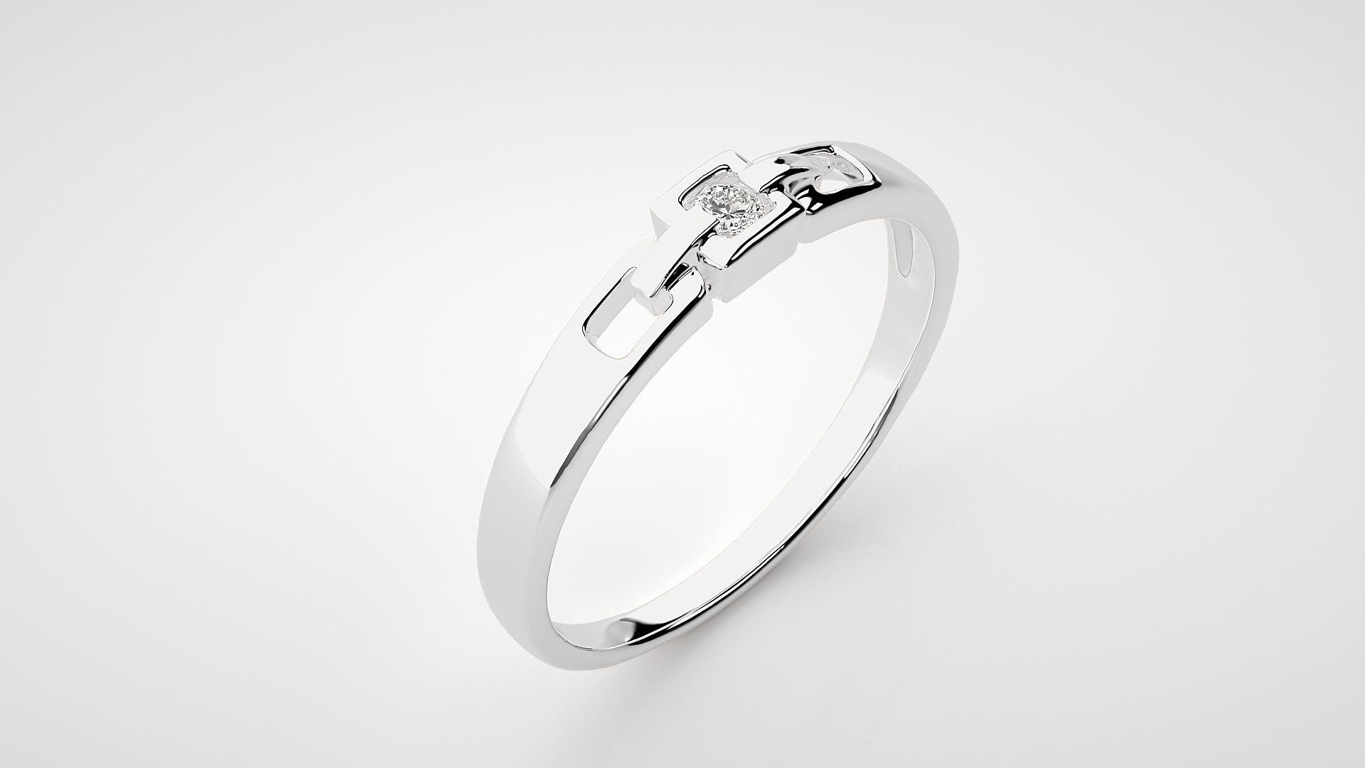Single diamond Chain Link Women solitaire ring 3dm stl render 3D print model_6