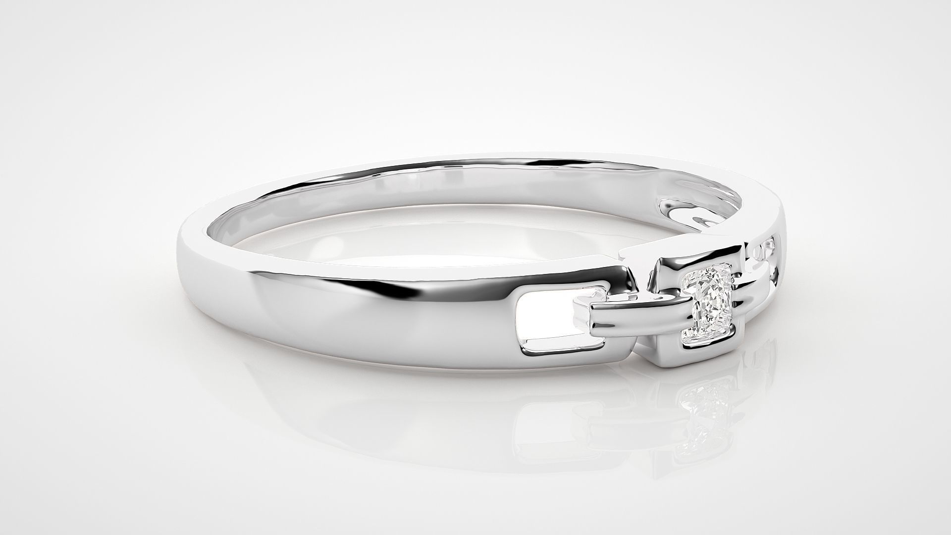 Single diamond Chain Link Women solitaire ring 3dm stl render 3D print model_5