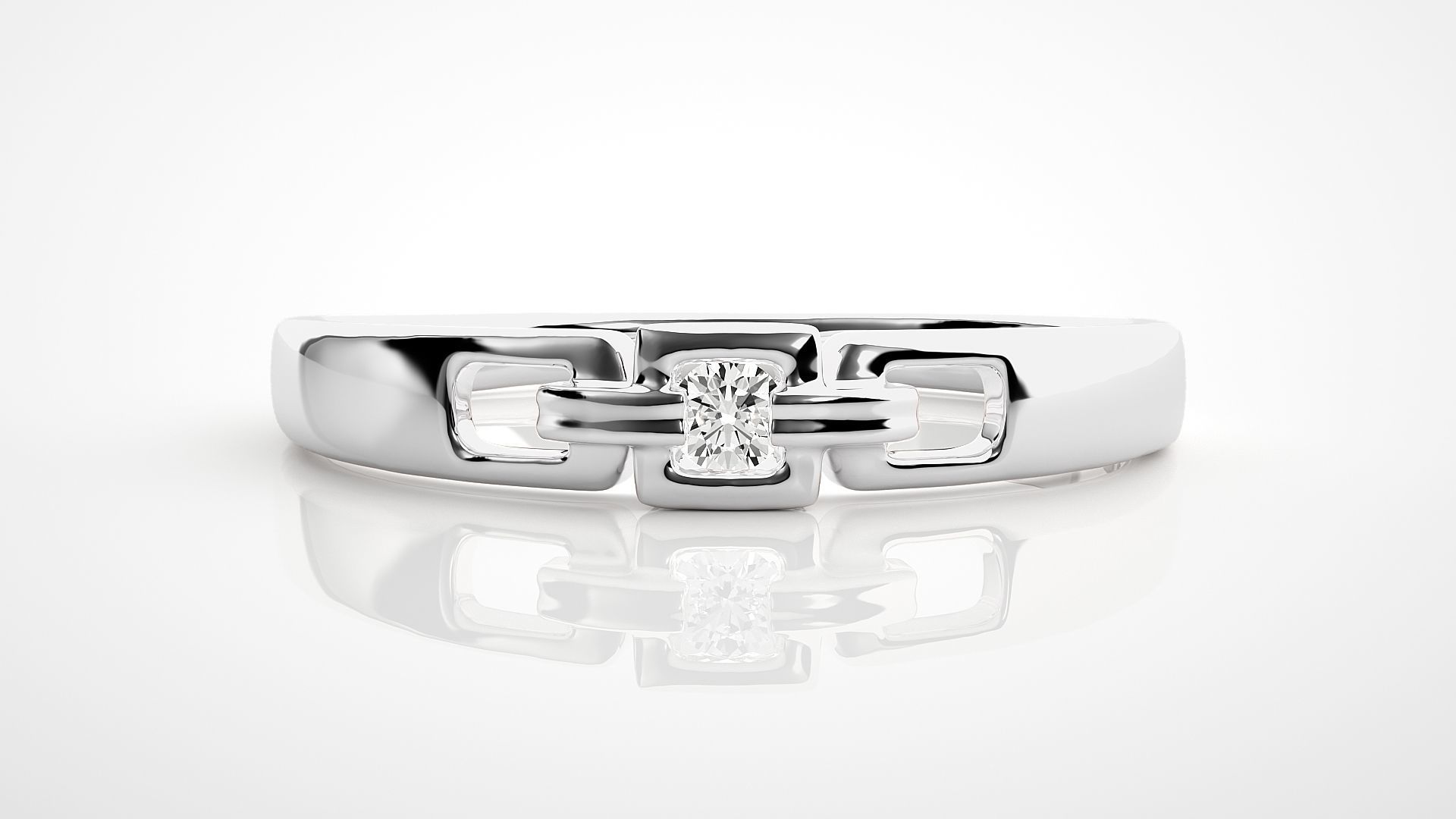 Single diamond Chain Link Women solitaire ring 3dm stl render 3D print model_4