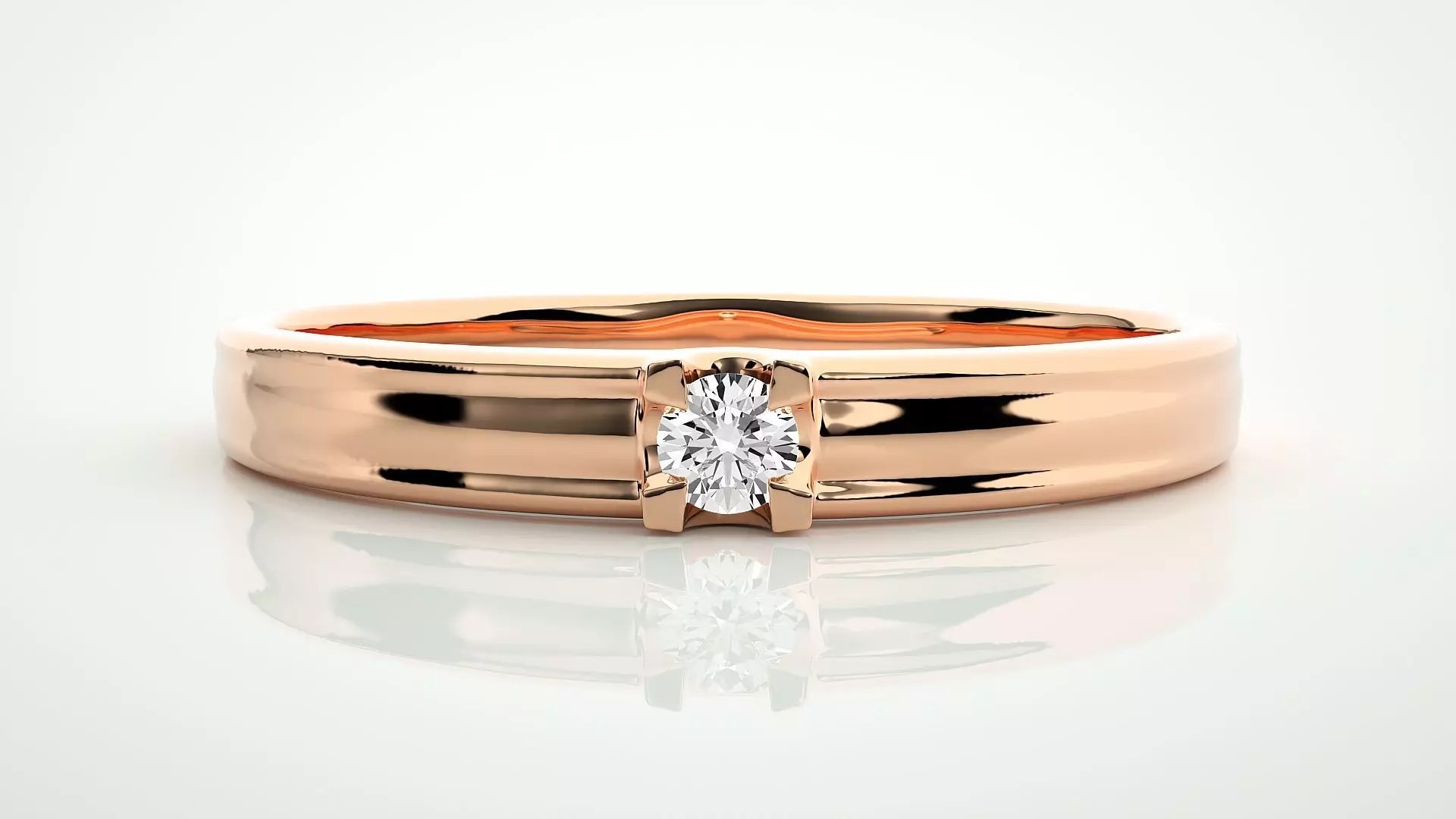 Single diamond Women solitaire ring 3dm stl render detail 3D print model