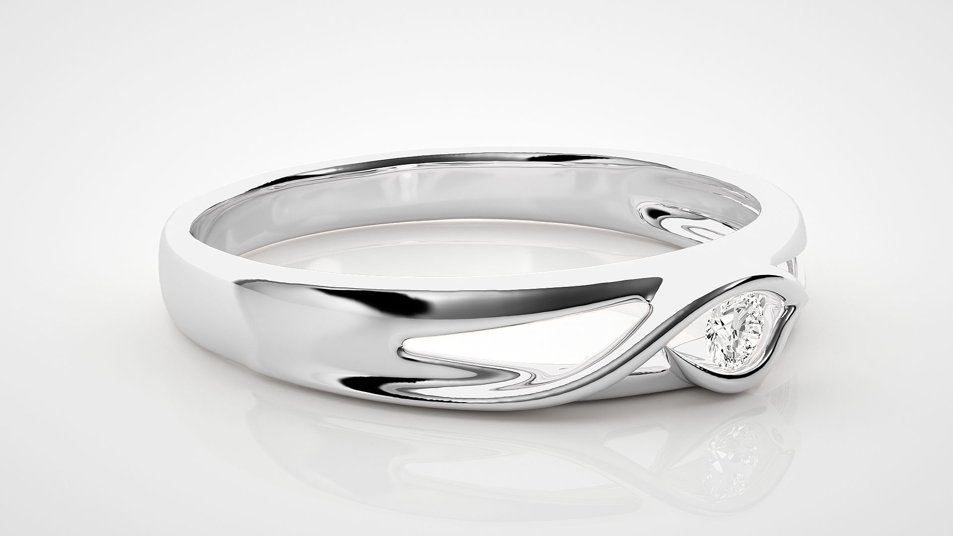 Single diamond Women solitaire ring 3dm stl render detail 3D print model_5