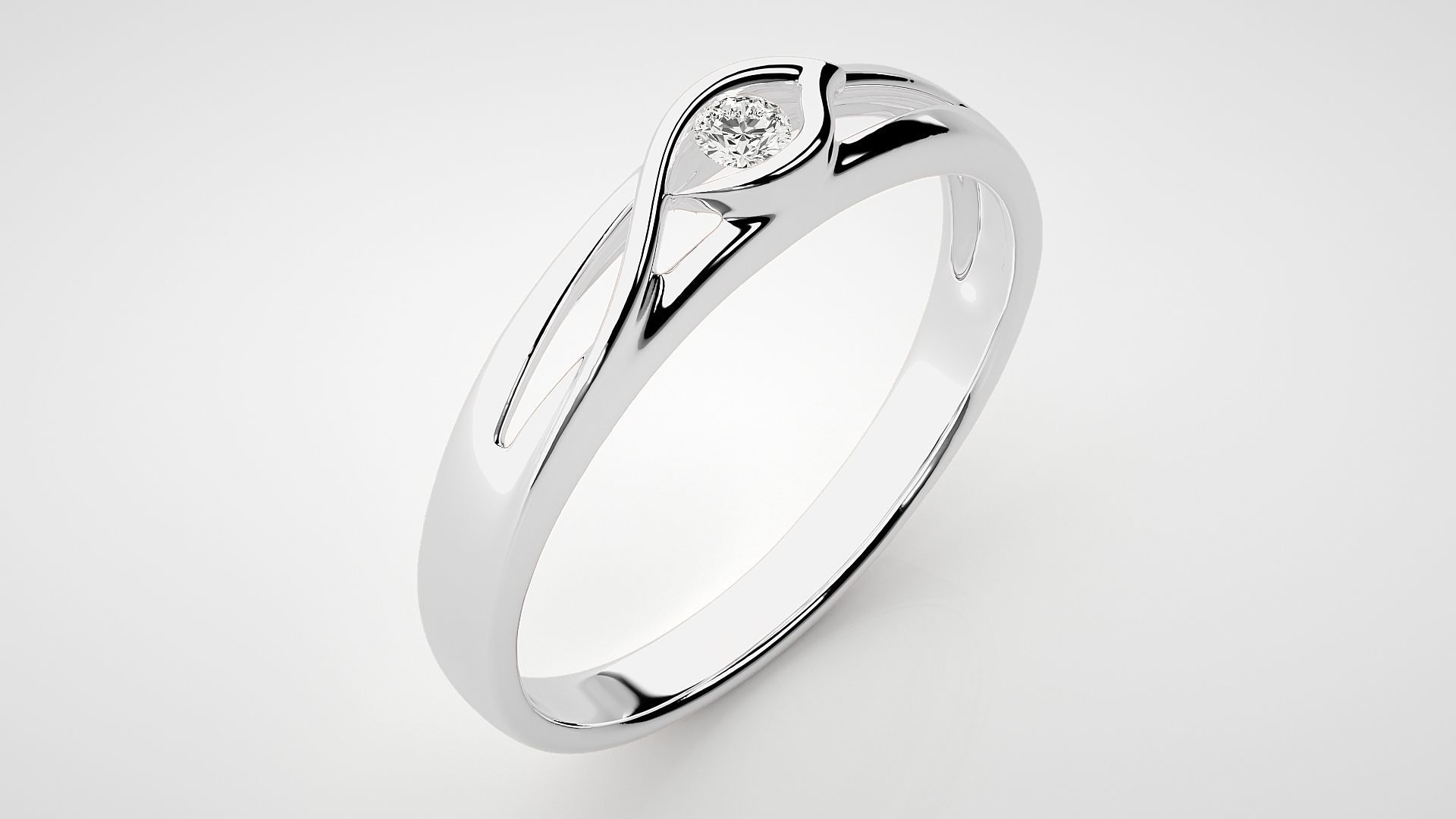 Single diamond Women solitaire ring 3dm stl render detail 3D print model_6