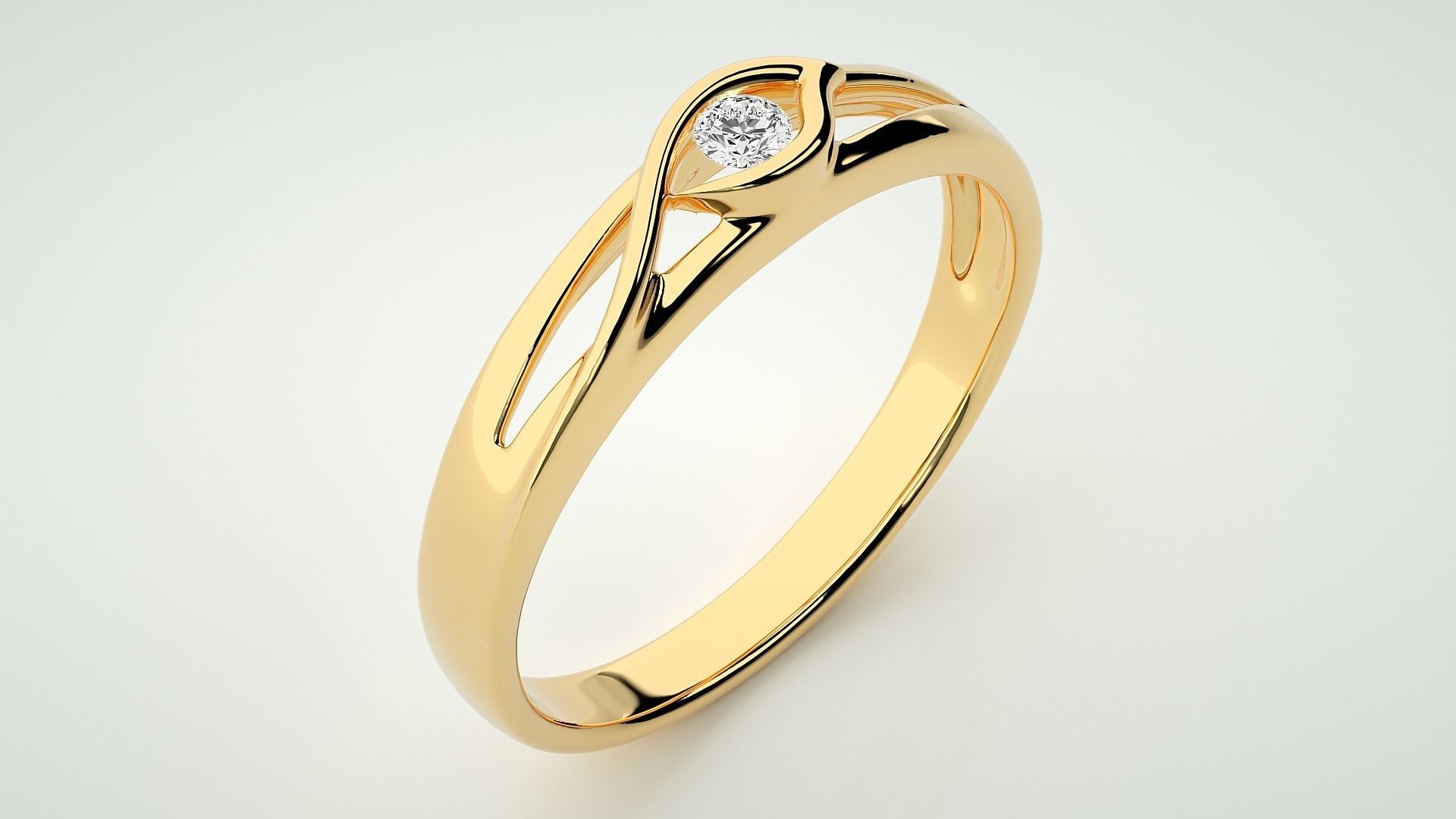 Single diamond Women solitaire ring 3dm stl render detail 3D print model_9