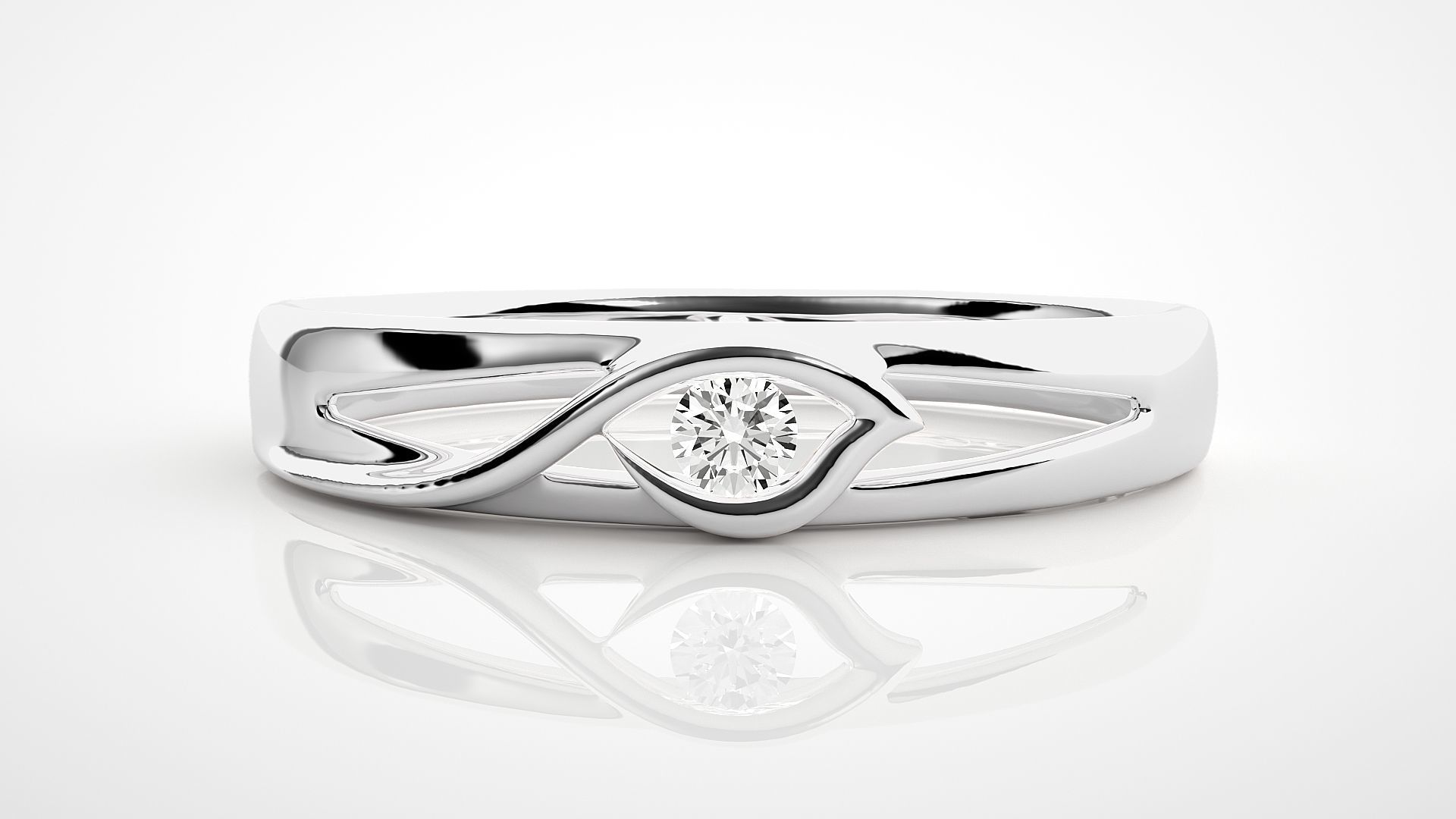 Single diamond Women solitaire ring 3dm stl render detail 3D print model_4