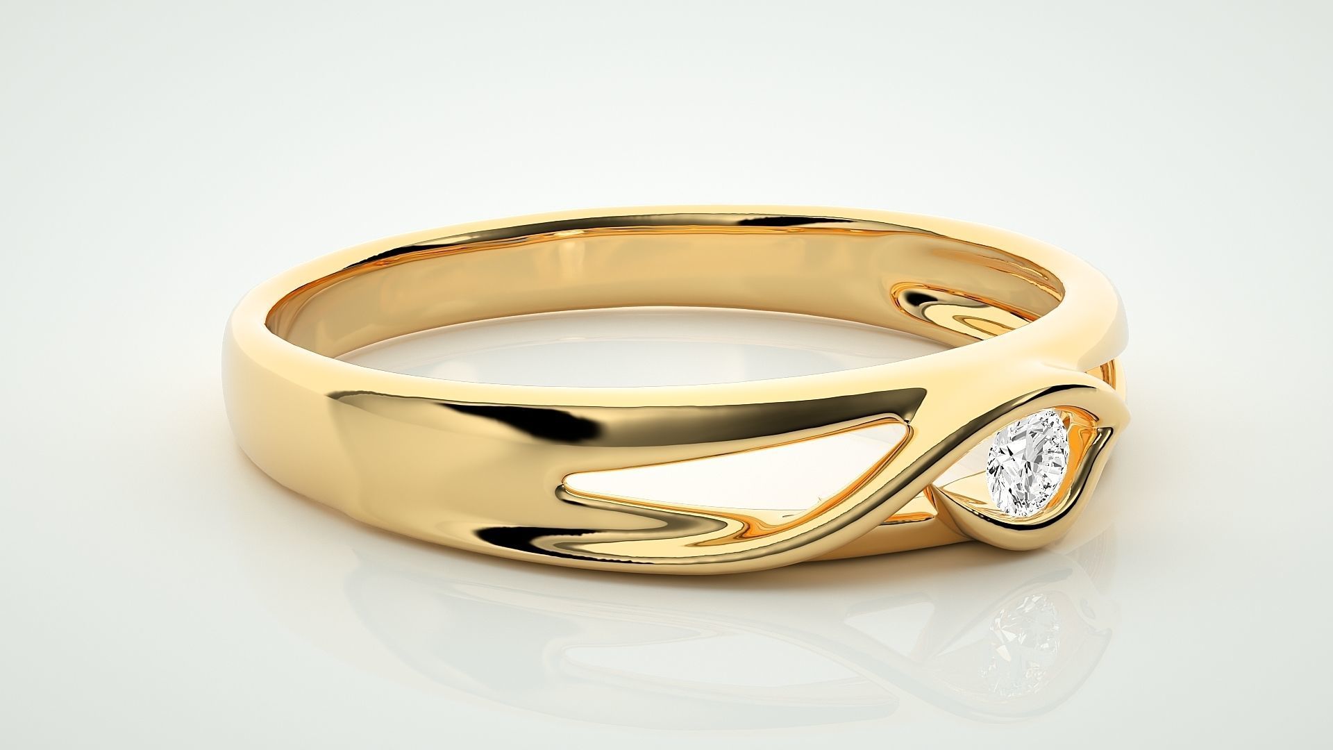 Single diamond Women solitaire ring 3dm stl render detail 3D print model_8