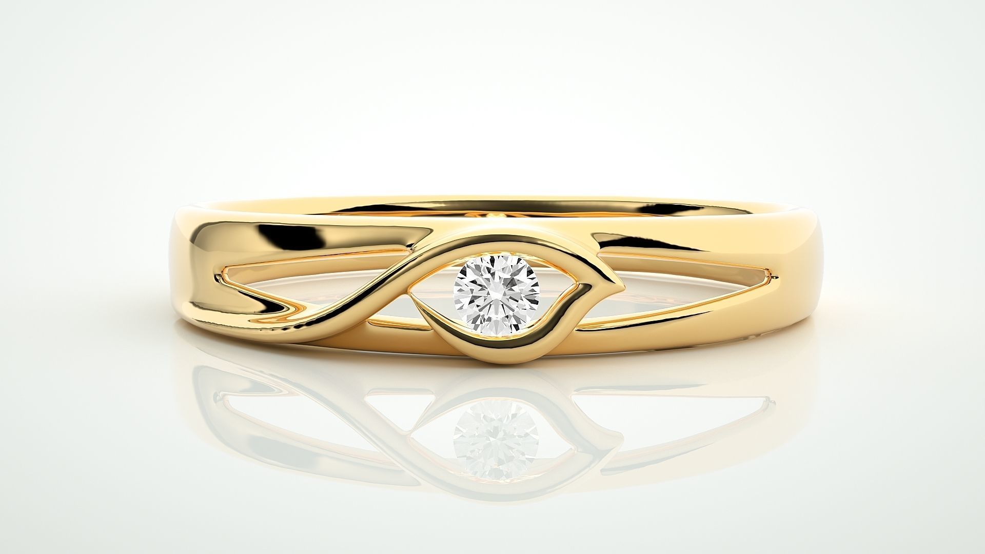 Single diamond Women solitaire ring 3dm stl render detail 3D print model_7