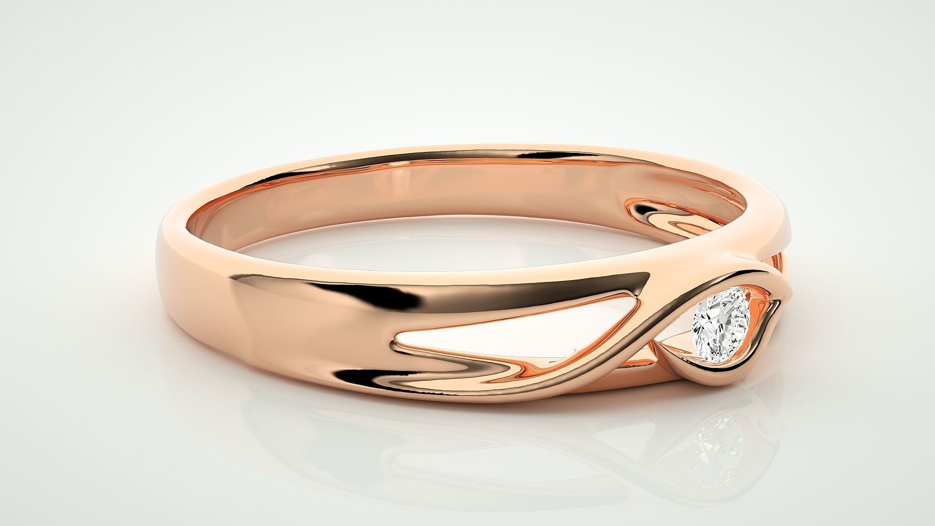Single diamond Women solitaire ring 3dm stl render detail 3D print model_1