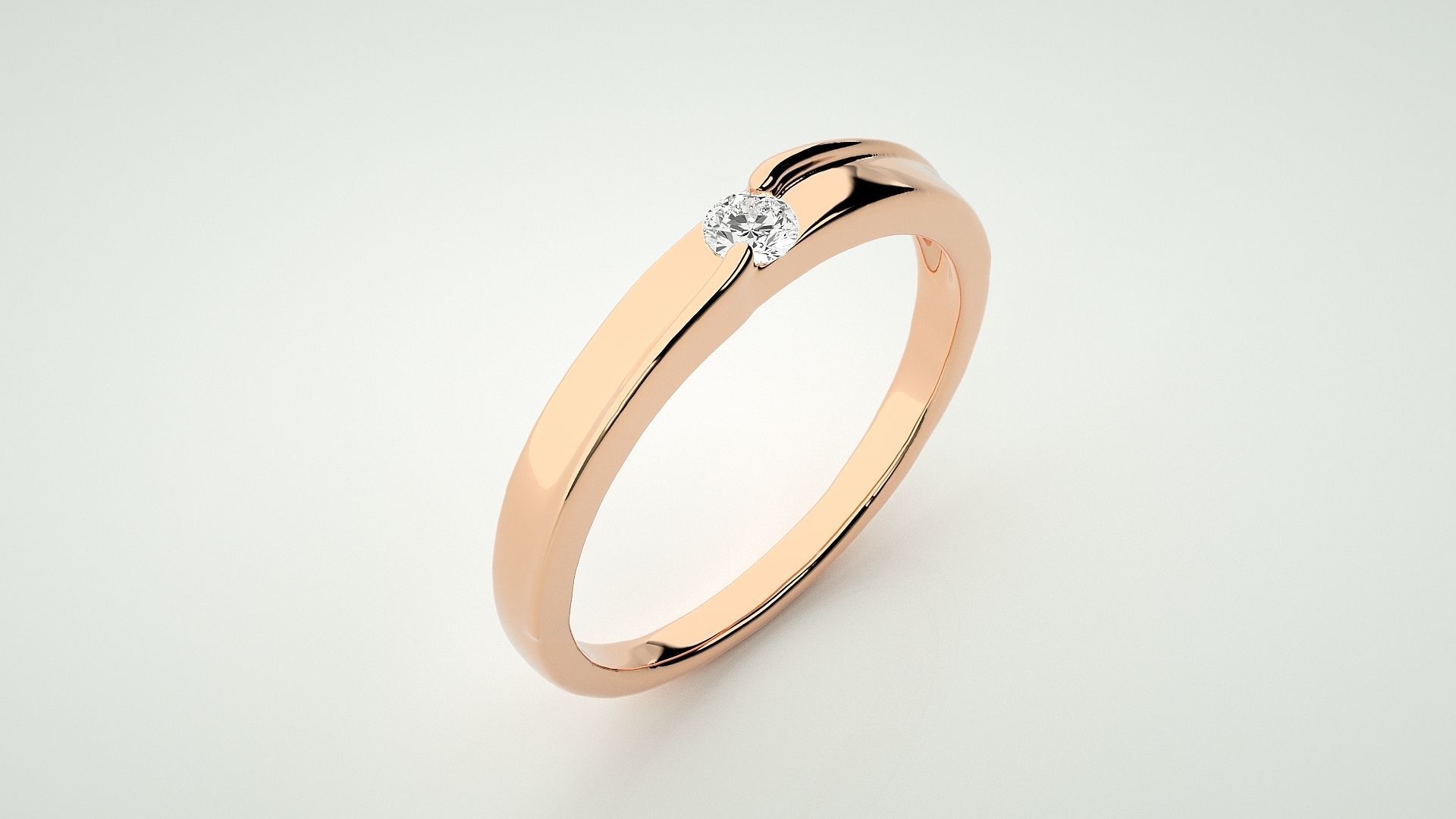 Single diamond Women solitaire ring 3dm stl render detail 3D print model_2