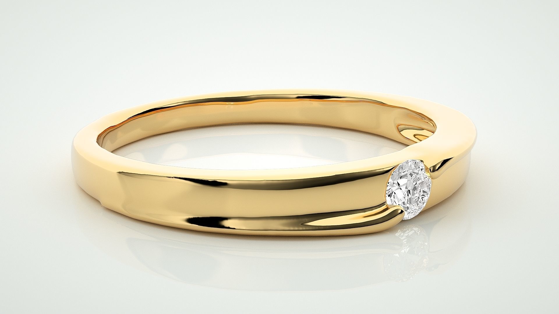 Single diamond Women solitaire ring 3dm stl render detail 3D print model_8