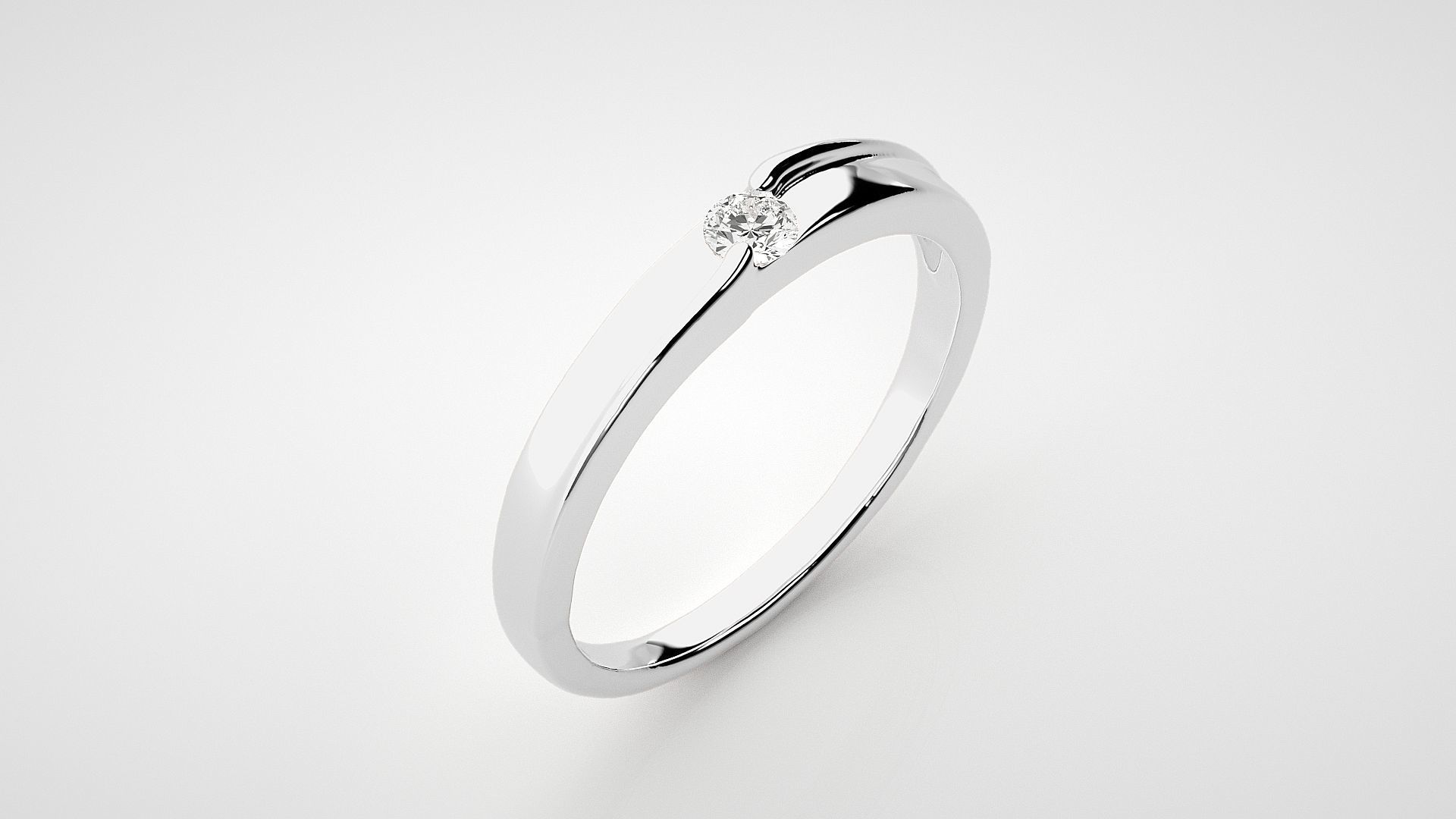 Single diamond Women solitaire ring 3dm stl render detail 3D print model_5