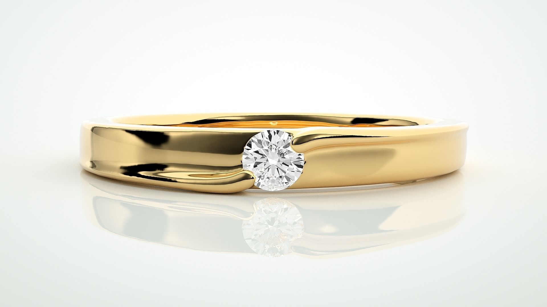Single diamond Women solitaire ring 3dm stl render detail 3D print model_7