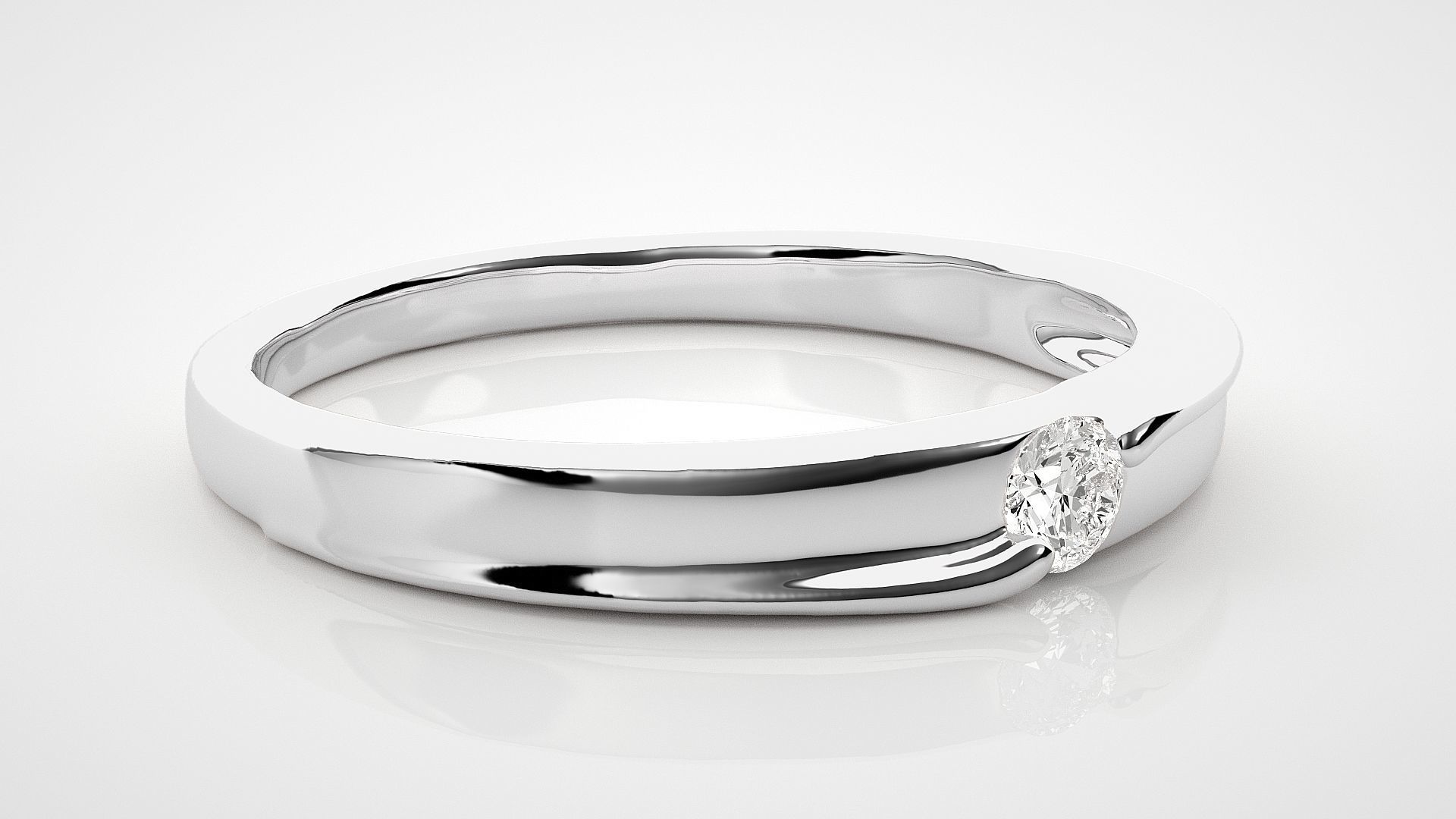 Single diamond Women solitaire ring 3dm stl render detail 3D print model_4