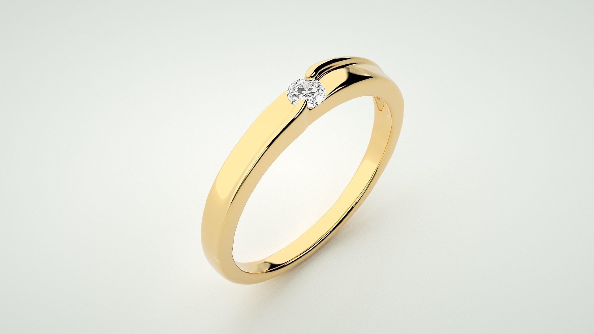 Single diamond Women solitaire ring 3dm stl render detail 3D print model_9