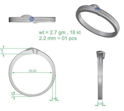 Single diamond Women solitaire ring 3dm stl render detail 3D print model_3