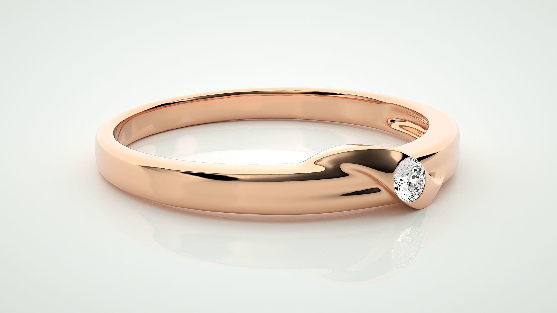 Single diamond Women solitaire ring 3dm stl render detail 3D print model_1