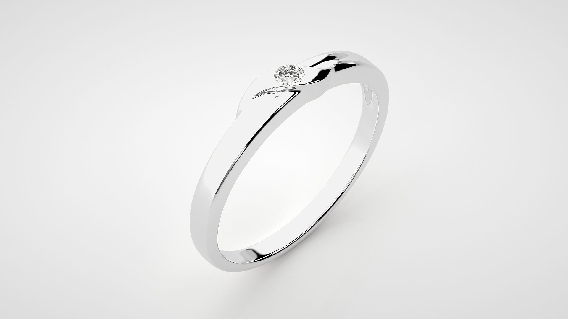 Single diamond Women solitaire ring 3dm stl render detail 3D print model_6
