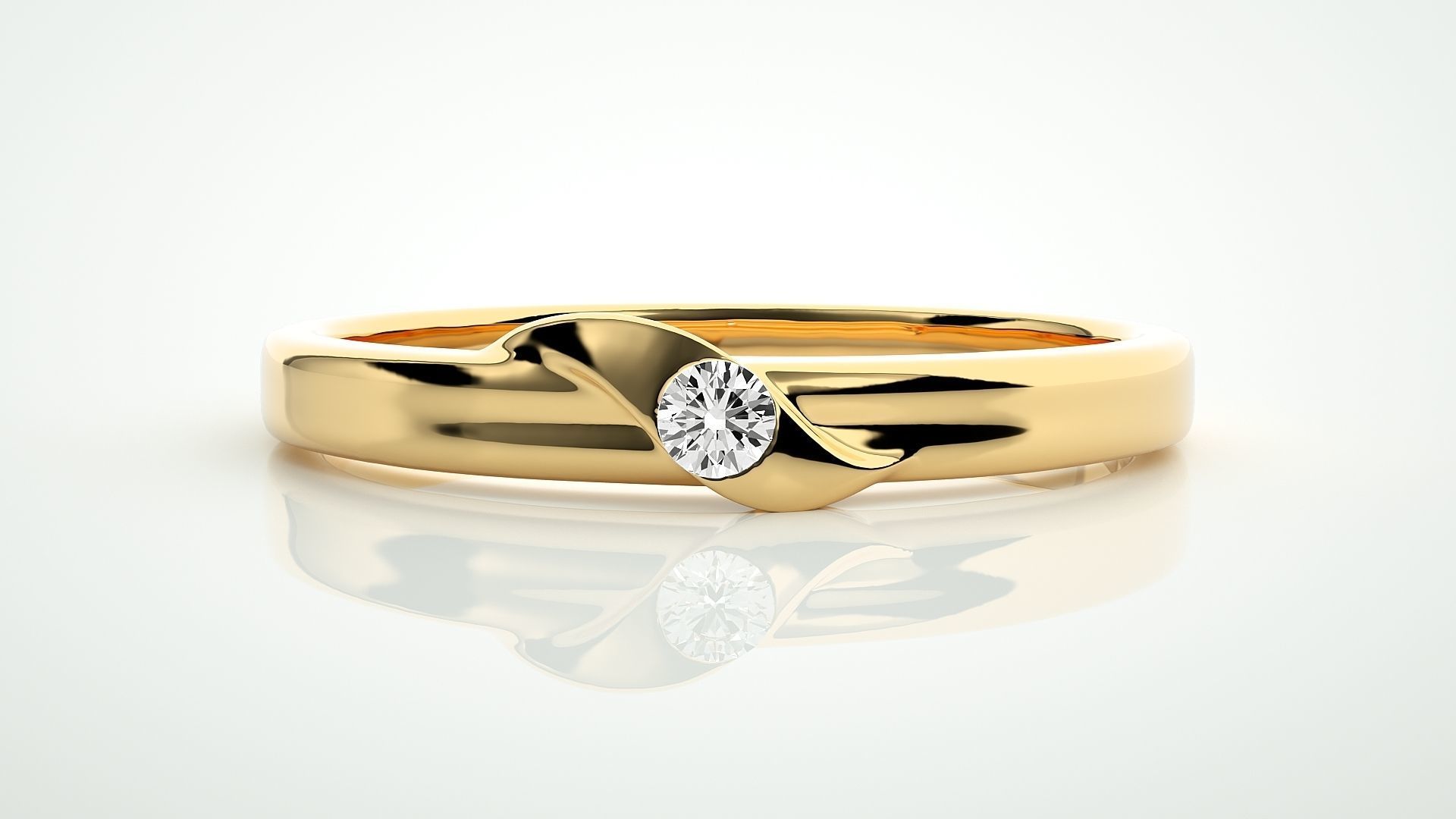 Single diamond Women solitaire ring 3dm stl render detail 3D print model_7