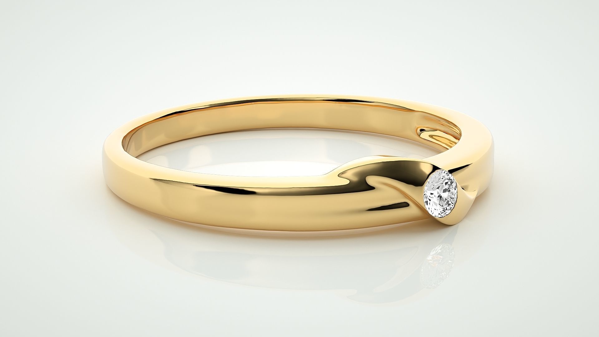 Single diamond Women solitaire ring 3dm stl render detail 3D print model_8