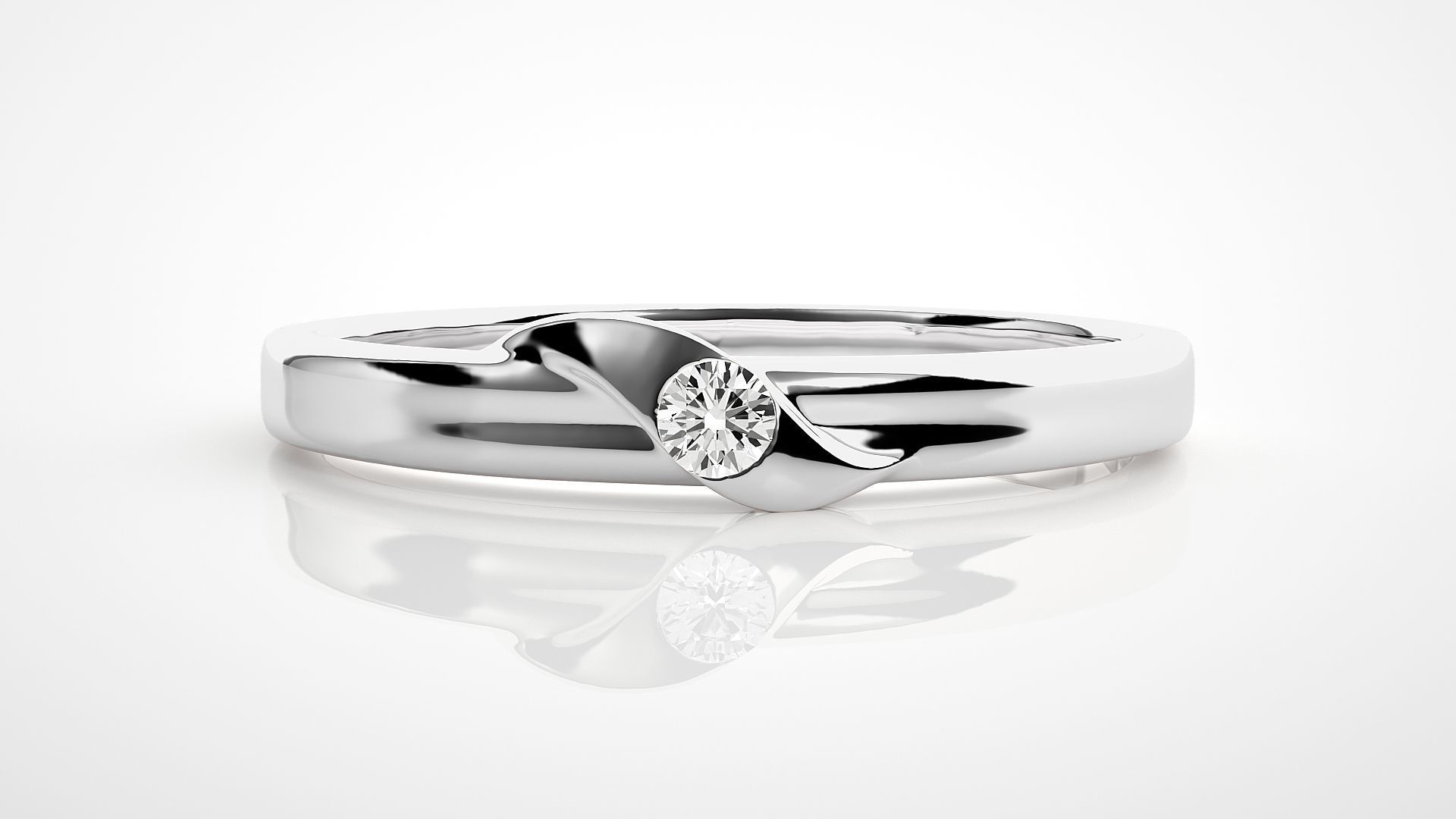 Single diamond Women solitaire ring 3dm stl render detail 3D print model_4