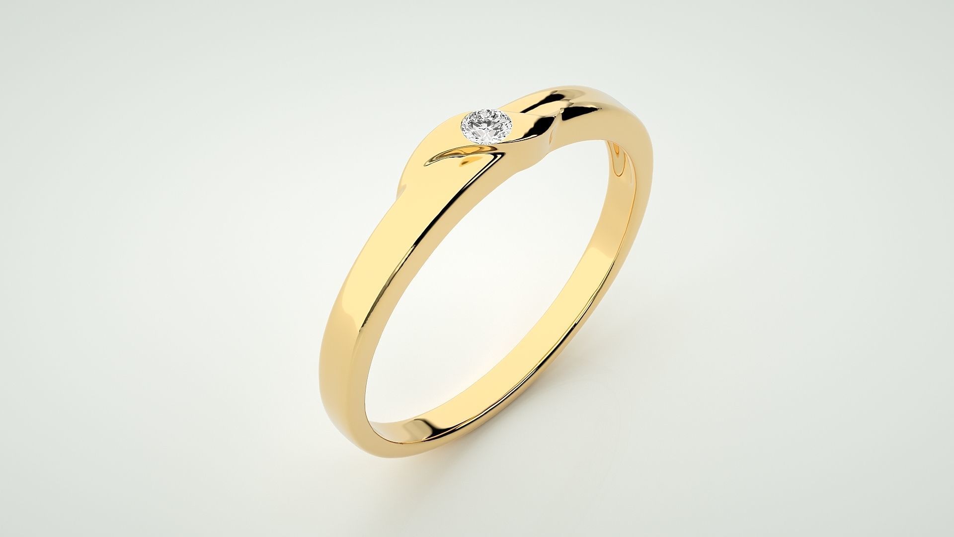 Single diamond Women solitaire ring 3dm stl render detail 3D print model_9