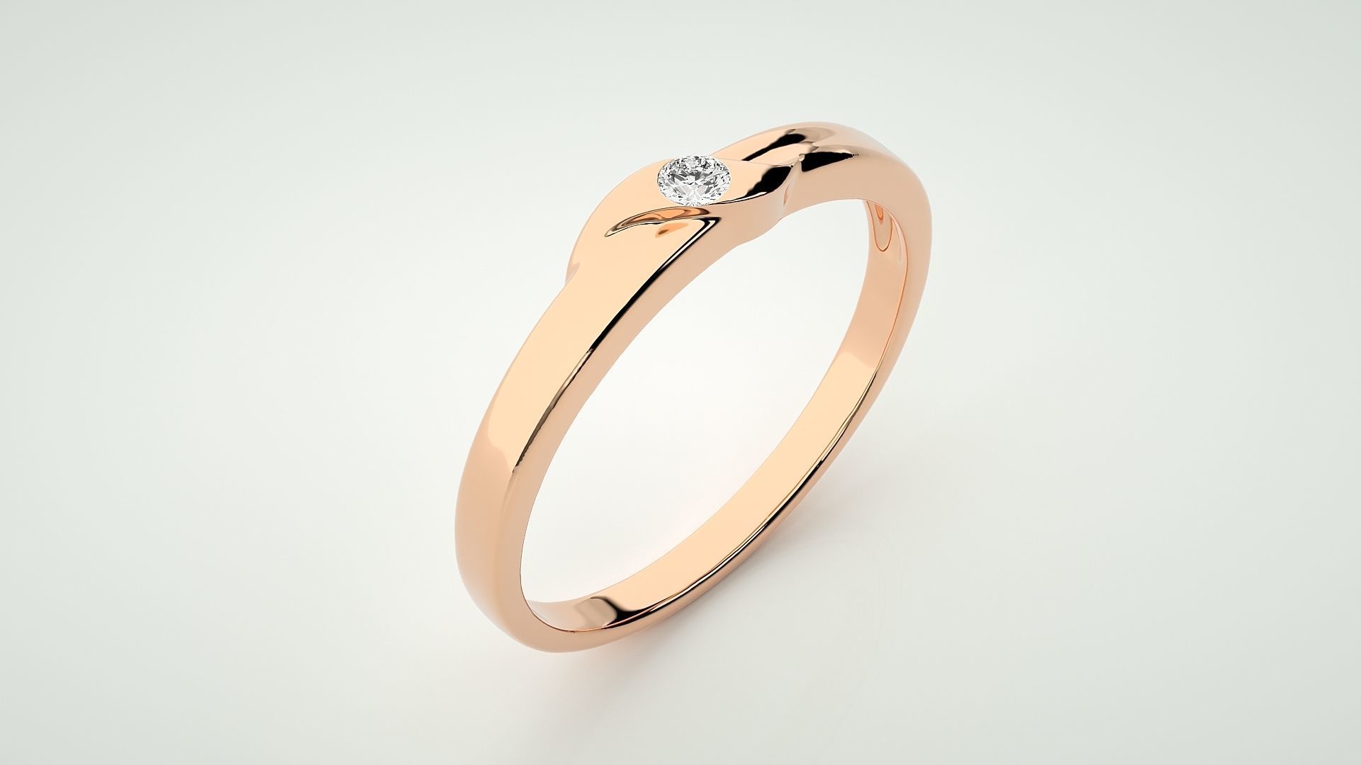 Single diamond Women solitaire ring 3dm stl render detail 3D print model_2