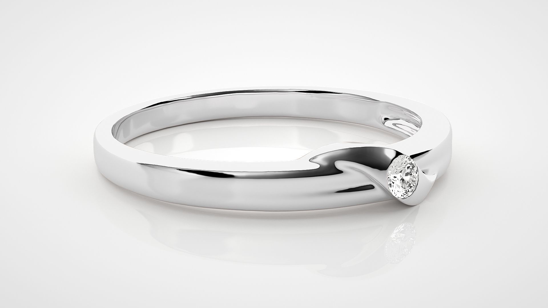 Single diamond Women solitaire ring 3dm stl render detail 3D print model_5