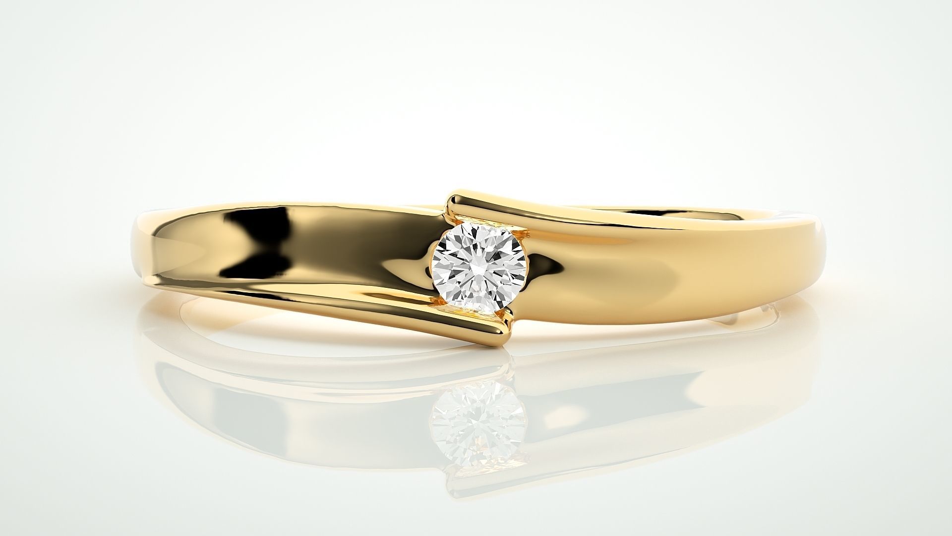 Single diamond Women solitaire ring 3dm stl render detail 3D print model_7