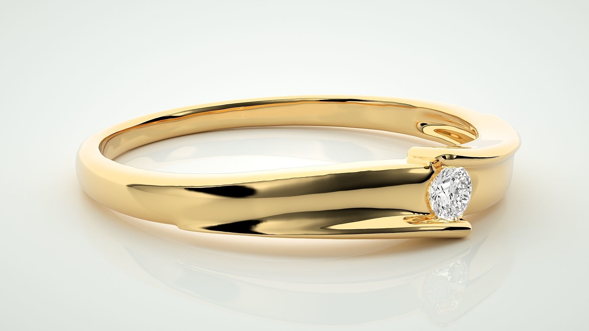 Single diamond Women solitaire ring 3dm stl render detail 3D print model_8