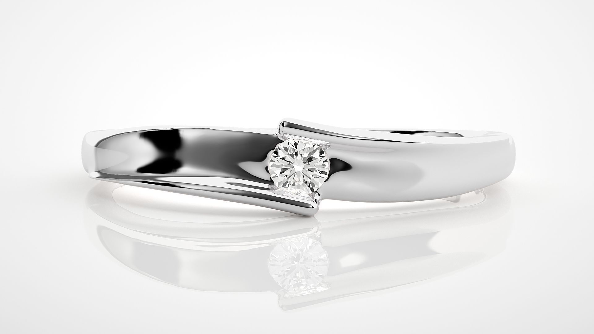 Single diamond Women solitaire ring 3dm stl render detail 3D print model_4