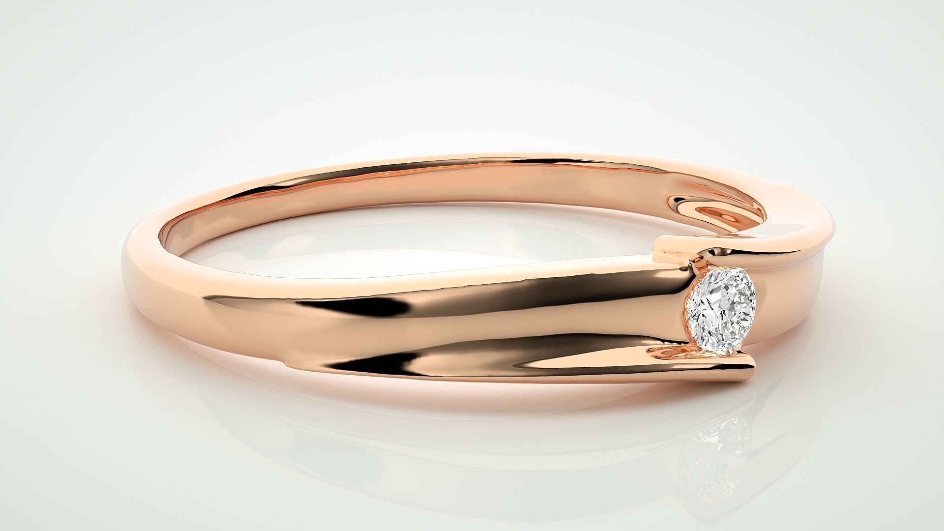 Single diamond Women solitaire ring 3dm stl render detail 3D print model_1