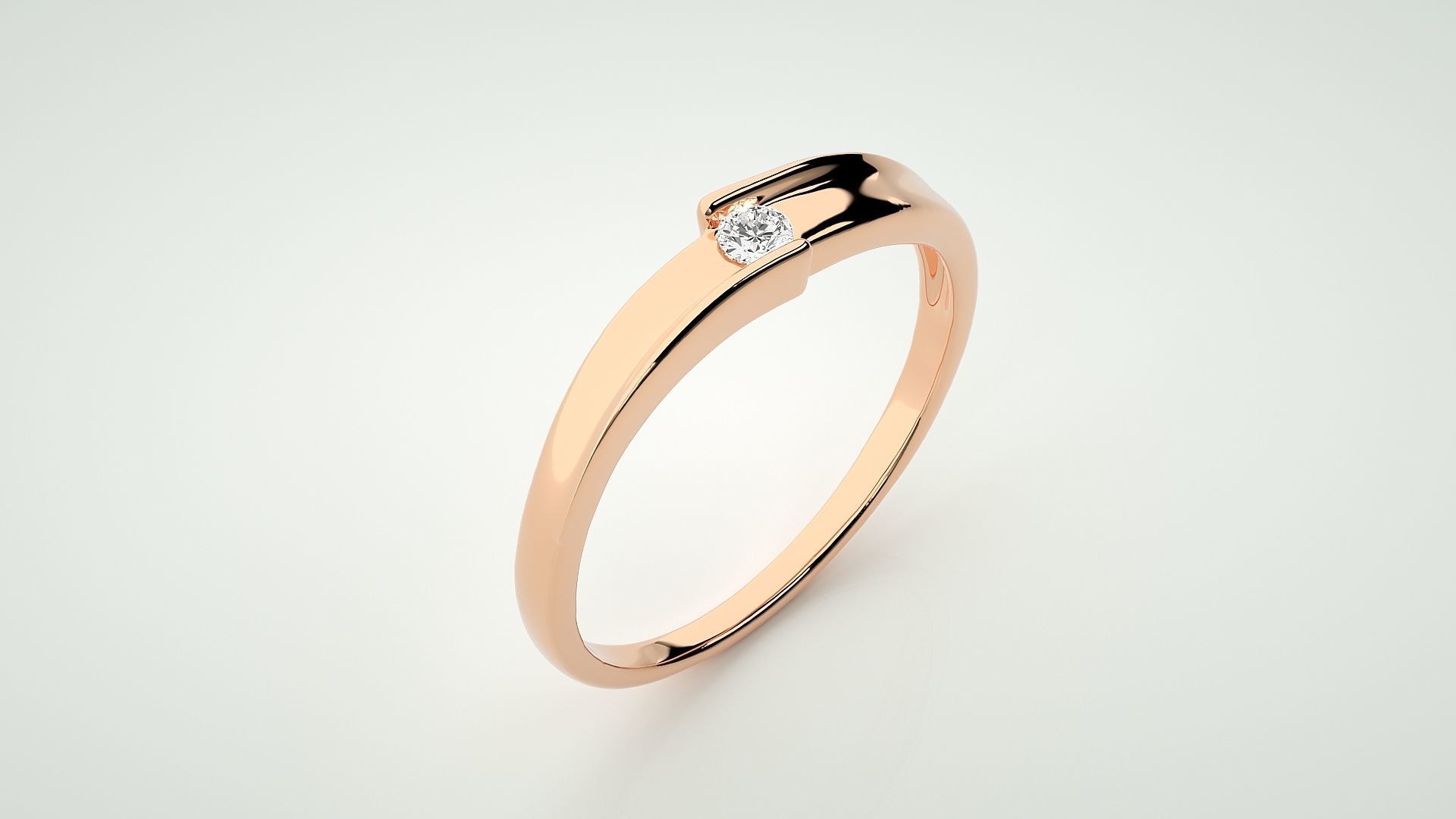 Single diamond Women solitaire ring 3dm stl render detail 3D print model_2