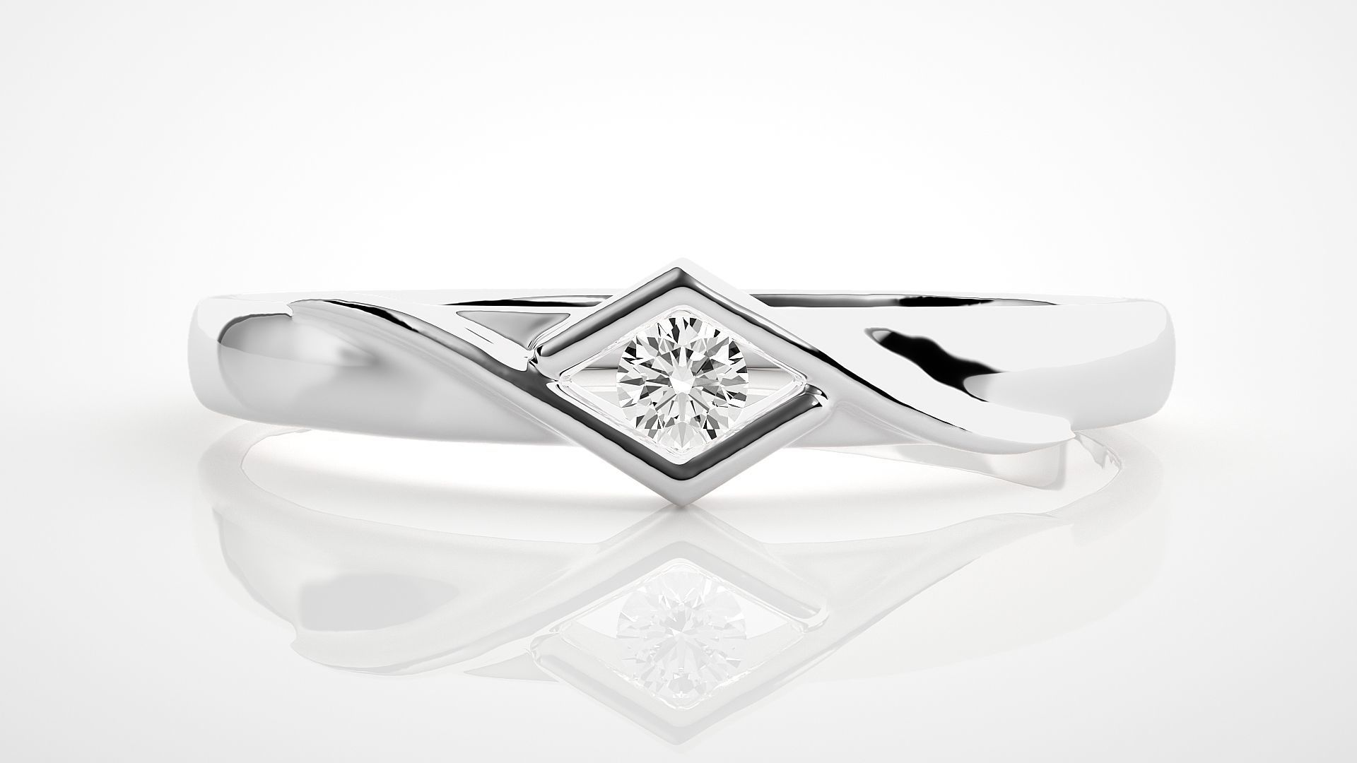 Single diamond Women solitaire ring 3dm stl render detail 3D print model_4