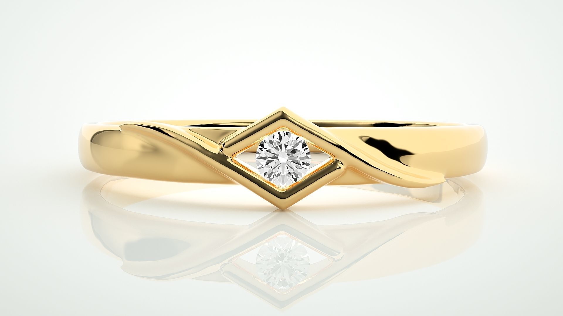Single diamond Women solitaire ring 3dm stl render detail 3D print model_7