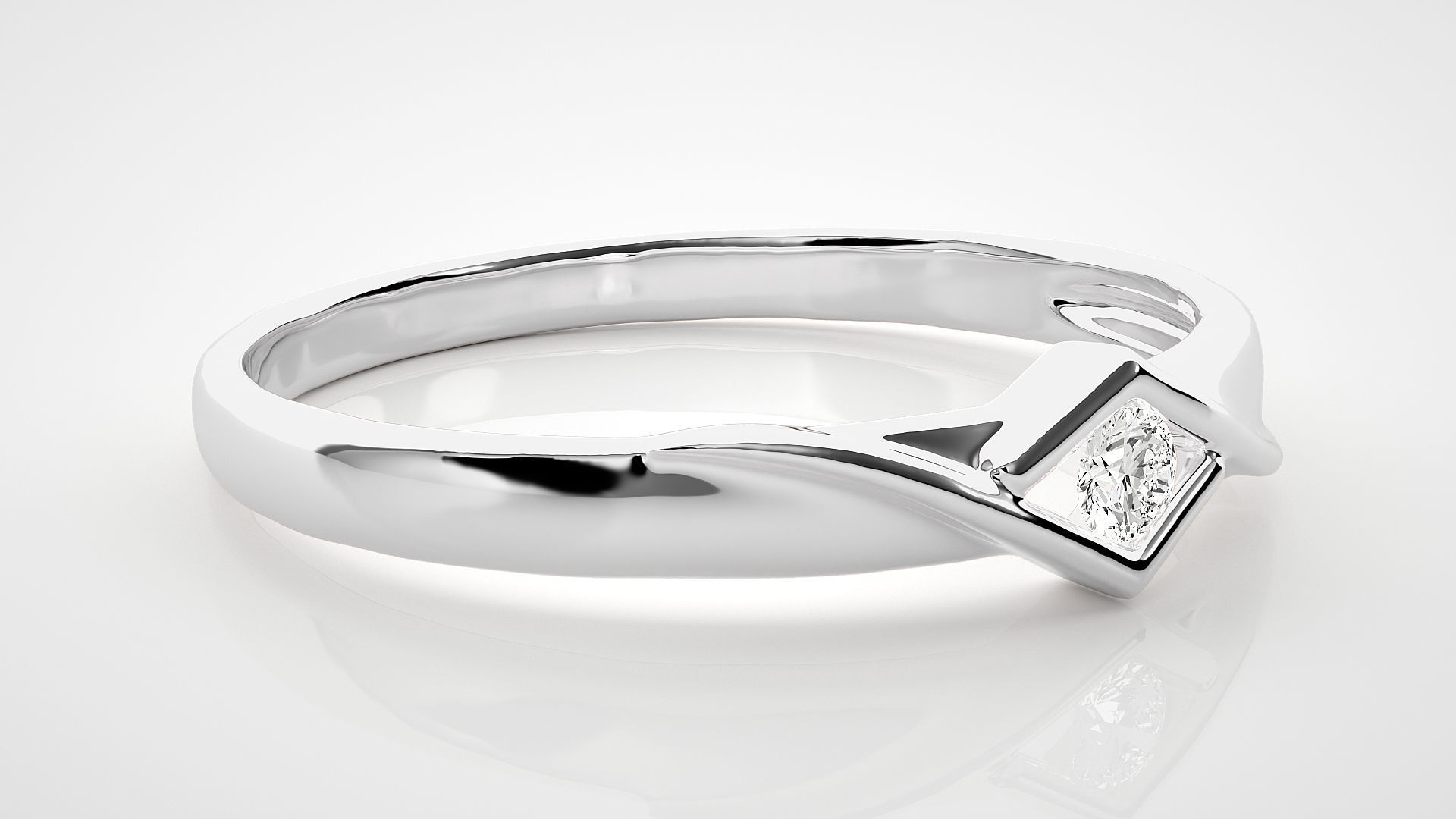 Single diamond Women solitaire ring 3dm stl render detail 3D print model_5