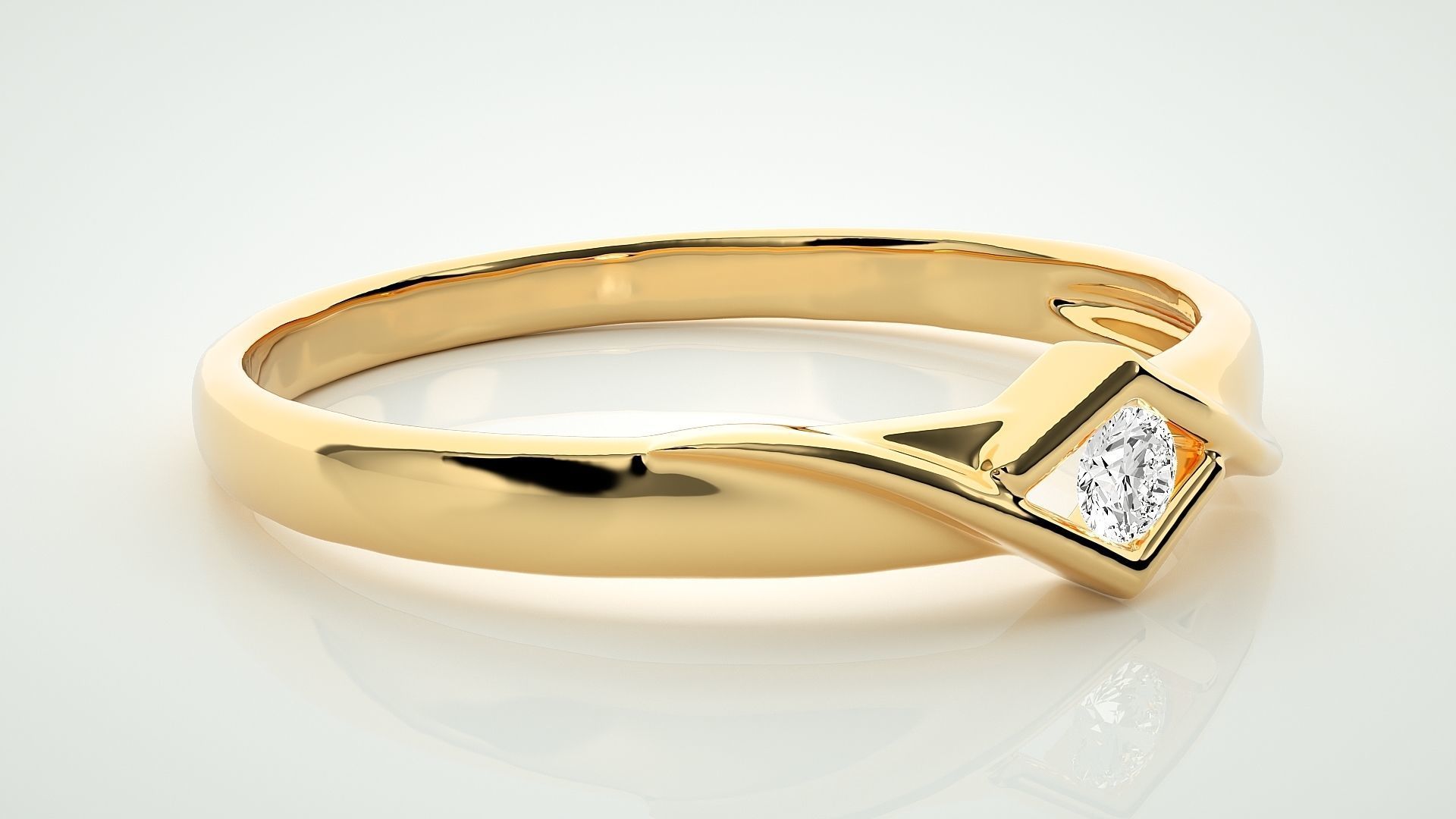 Single diamond Women solitaire ring 3dm stl render detail 3D print model_8