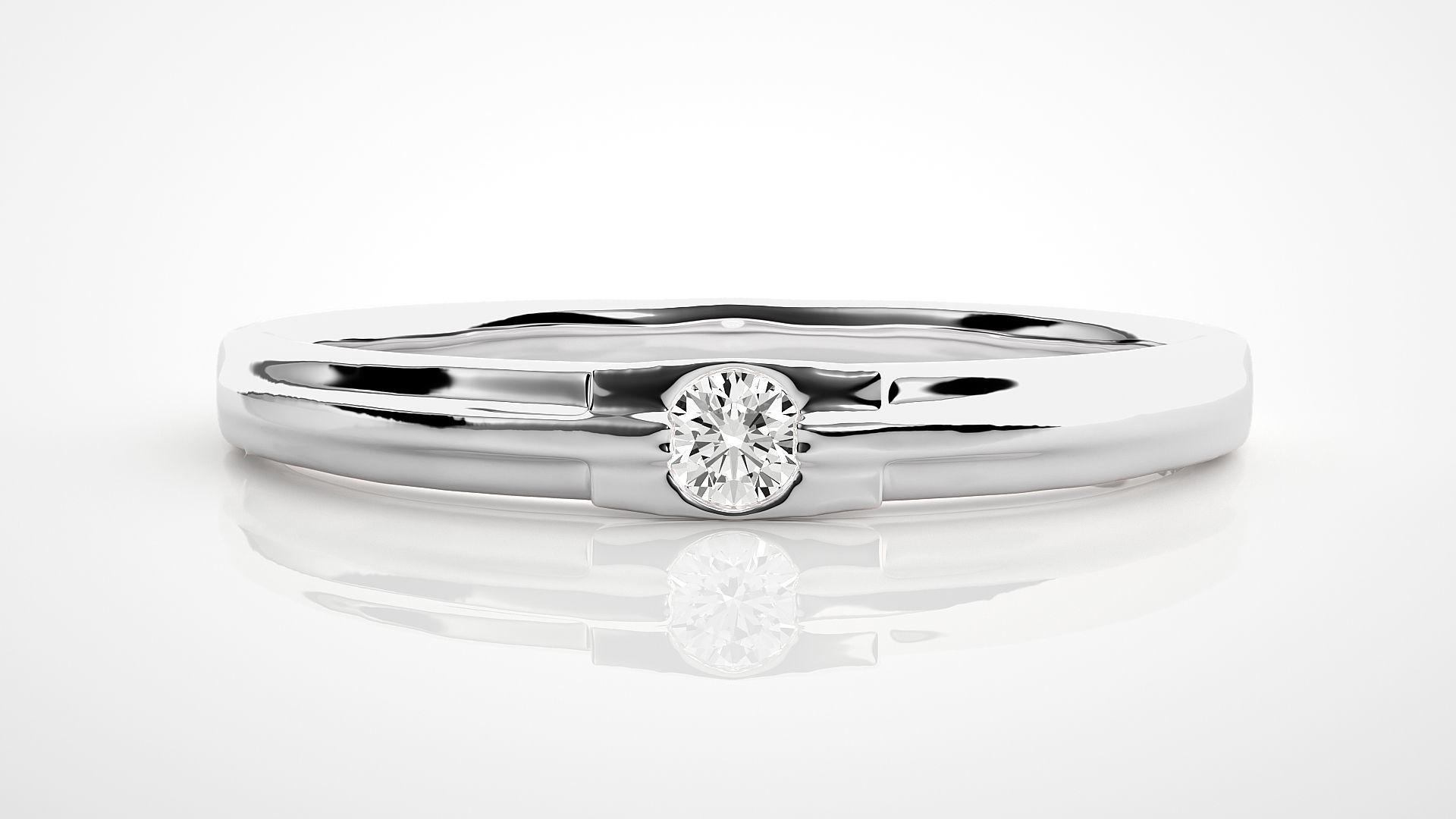 Single diamond Women solitaire ring 3dm stl render detail 3D print model_4